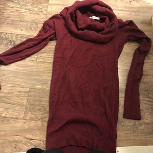 Cowl neck long sweater